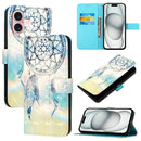 3D Painting Horizontal Flip Leather Phone Case, For iPhone 16 Pro, For iPhone 16 Plus, For iPhone 16