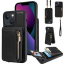For iPhone 13 Crossbody Lanyard Zipper Wallet Leather Phone Case