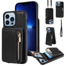 For iPhone 14 Crossbody Lanyard Zipper Wallet Leather Phone Case