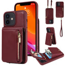 For iPhone 12 / 12 Pro Crossbody Lanyard Zipper Wallet Leather Phone Case