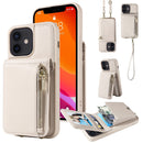 For iPhone 12 / 12 Pro Crossbody Lanyard Zipper Wallet Leather Phone Case