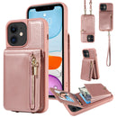 For iPhone 13 Pro Crossbody Lanyard Zipper Wallet Leather Phone Case