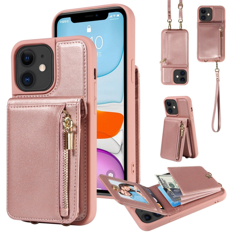 For iPhone 15 Pro Max Crossbody Lanyard Zipper Wallet Leather Phone Case