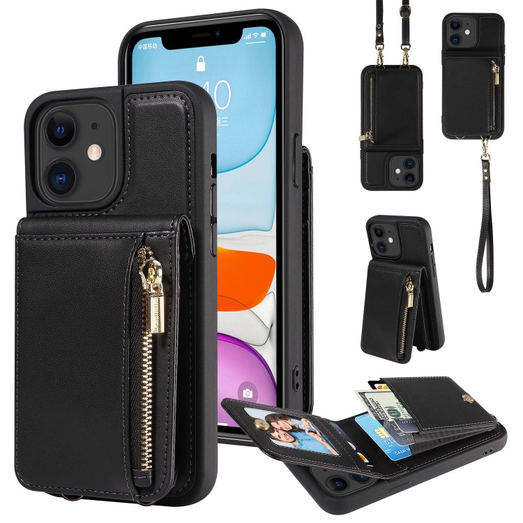 For iPhone 15 Pro Max Crossbody Lanyard Zipper Wallet Leather Phone Case