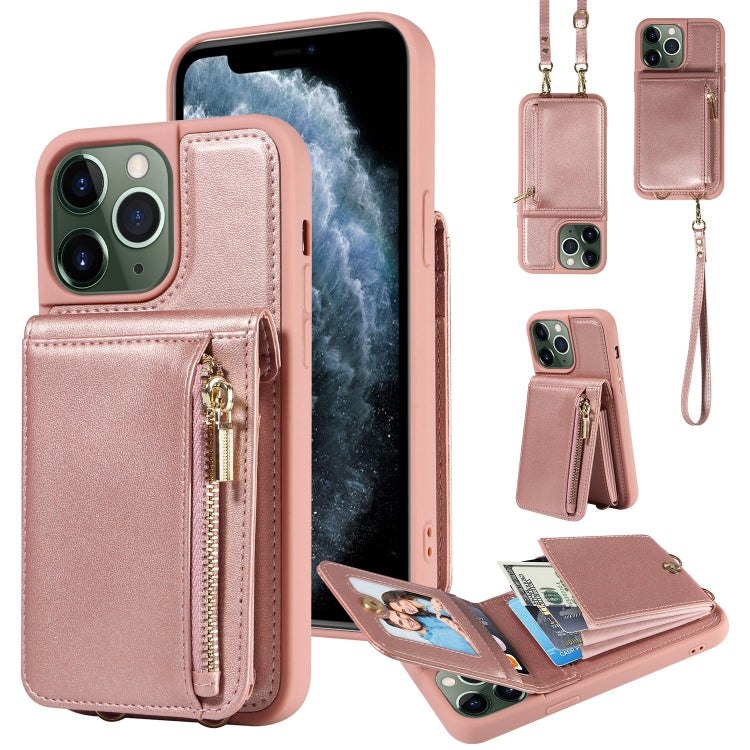 For iPhone 15 Pro Max Crossbody Lanyard Zipper Wallet Leather Phone Case