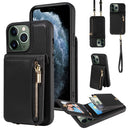 For iPhone 13 Pro Crossbody Lanyard Zipper Wallet Leather Phone Case