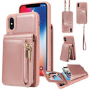 For iPhone 14 Crossbody Lanyard Zipper Wallet Leather Phone Case