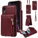 For iPhone 13 Pro Crossbody Lanyard Zipper Wallet Leather Phone Case