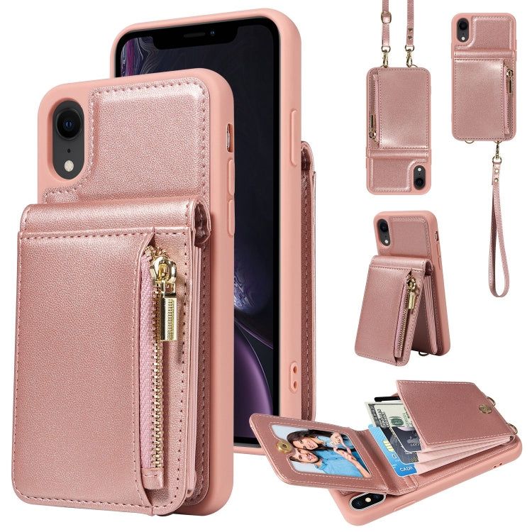 For iPhone 15 Pro Max Crossbody Lanyard Zipper Wallet Leather Phone Case