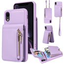 For iPhone 13 Pro Crossbody Lanyard Zipper Wallet Leather Phone Case
