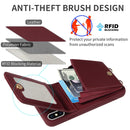 For iPhone 12 / 12 Pro Crossbody Lanyard Zipper Wallet Leather Phone Case