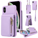 For iPhone 12 / 12 Pro Crossbody Lanyard Zipper Wallet Leather Phone Case