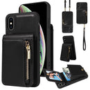 For iPhone 12 / 12 Pro Crossbody Lanyard Zipper Wallet Leather Phone Case