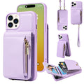 For iPhone 15 Pro Crossbody Lanyard Zipper Wallet Leather Phone Case