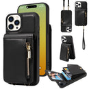 For iPhone 13 Crossbody Lanyard Zipper Wallet Leather Phone Case
