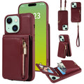 For iPhone 15 Plus Crossbody Lanyard Zipper Wallet Leather Phone Case