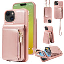 For iPhone 12 / 12 Pro Crossbody Lanyard Zipper Wallet Leather Phone Case