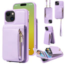 For iPhone 12 / 12 Pro Crossbody Lanyard Zipper Wallet Leather Phone Case