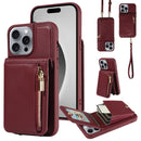 For iPhone 14 Crossbody Lanyard Zipper Wallet Leather Phone Case