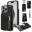 For iPhone 14 Crossbody Lanyard Zipper Wallet Leather Phone Case