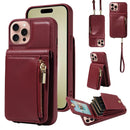 For iPhone 13 Crossbody Lanyard Zipper Wallet Leather Phone Case