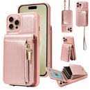 For iPhone 13 Crossbody Lanyard Zipper Wallet Leather Phone Case