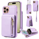 For iPhone 13 Crossbody Lanyard Zipper Wallet Leather Phone Case