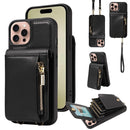 For iPhone 13 Crossbody Lanyard Zipper Wallet Leather Phone Case