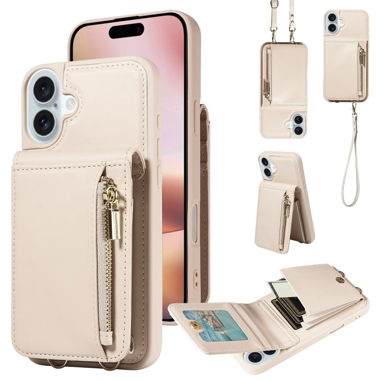 For iPhone 15 Pro Max Crossbody Lanyard Zipper Wallet Leather Phone Case