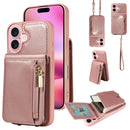 For iPhone 12 / 12 Pro Crossbody Lanyard Zipper Wallet Leather Phone Case
