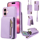 For iPhone 12 / 12 Pro Crossbody Lanyard Zipper Wallet Leather Phone Case