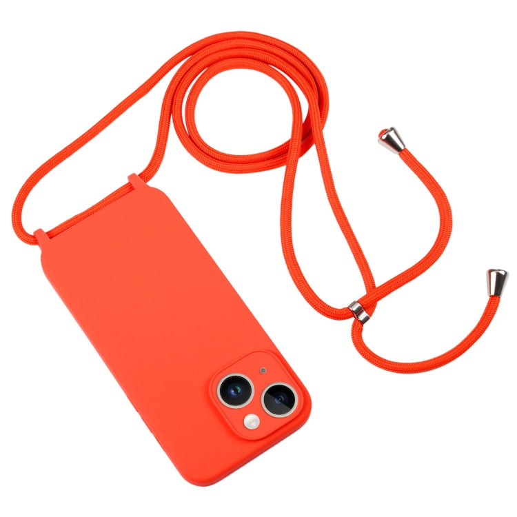 For iPhone 15 Plus Crossbody Lanyard Liquid Silicone Case