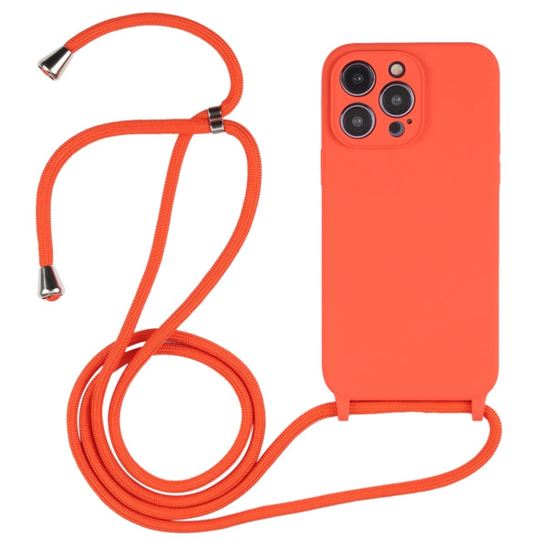 For iPhone 15 Pro Crossbody Lanyard Liquid Silicone Case