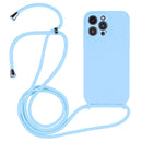 For iPhone 15 Pro Crossbody Lanyard Liquid Silicone Case