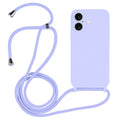 For iPhone 16 Plus Crossbody Lanyard Liquid Silicone Case