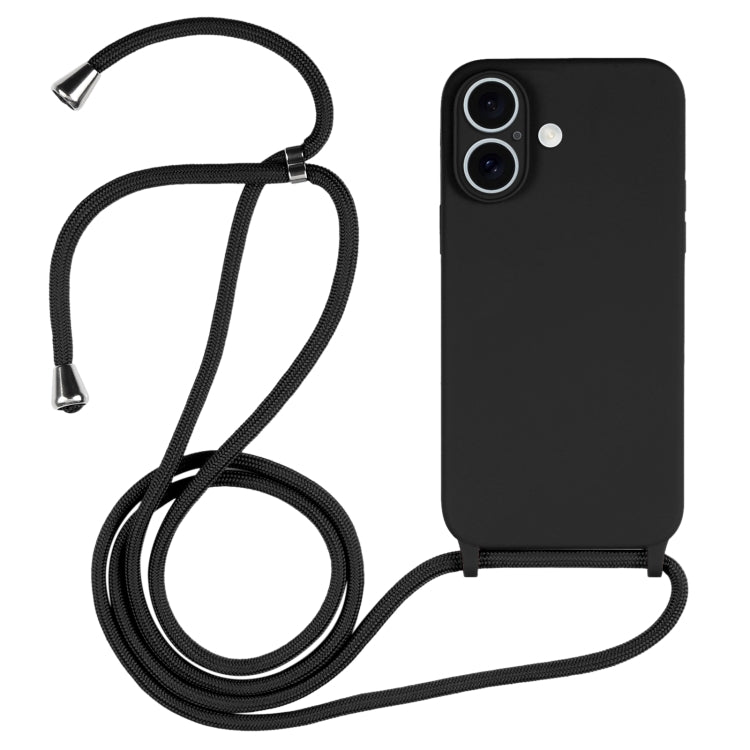 For iPhone 16 Plus Crossbody Lanyard Liquid Silicone Case