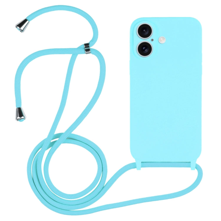 For iPhone 16 Plus Crossbody Lanyard Liquid Silicone Case