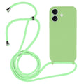 For iPhone 16 Plus Crossbody Lanyard Liquid Silicone Case