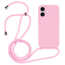For iPhone 16 Plus Crossbody Lanyard Liquid Silicone Case