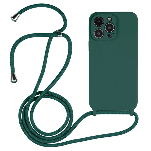 For iPhone 16 Pro Crossbody Lanyard Liquid Silicone Case