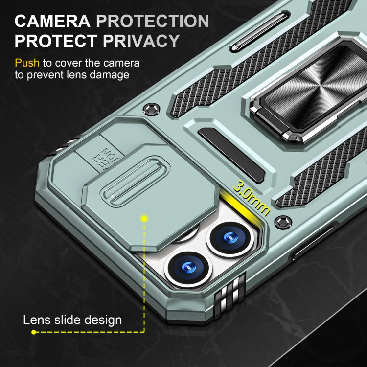 For iPhone 16 Plus Armor PC + TPU Camera Shield Phone Case