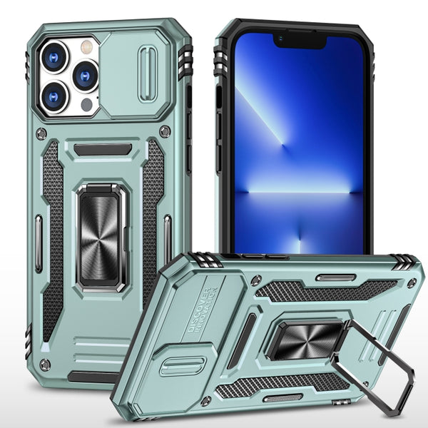 For iPhone 15 Plus Armor PC + TPU Camera Shield Phone Case