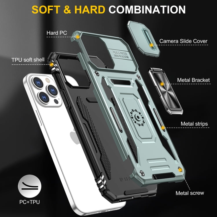 For iPhone 16 Plus Armor PC + TPU Camera Shield Phone Case