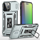 For iPhone 15 Armor PC + TPU Camera Shield Phone Case