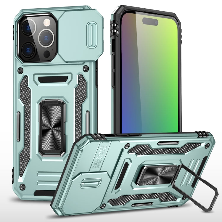 For iPhone 16 Plus Armor PC + TPU Camera Shield Phone Case