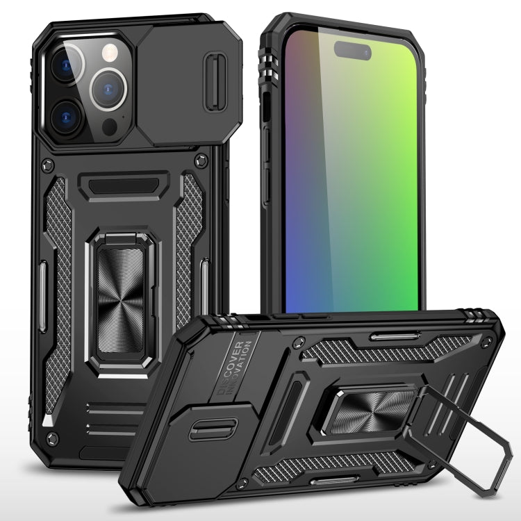 For iPhone 16 Plus Armor PC + TPU Camera Shield Phone Case