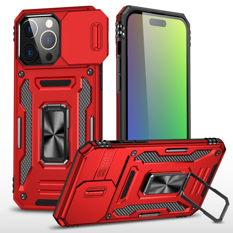 For iPhone 16 Plus Armor PC + TPU Camera Shield Phone Case