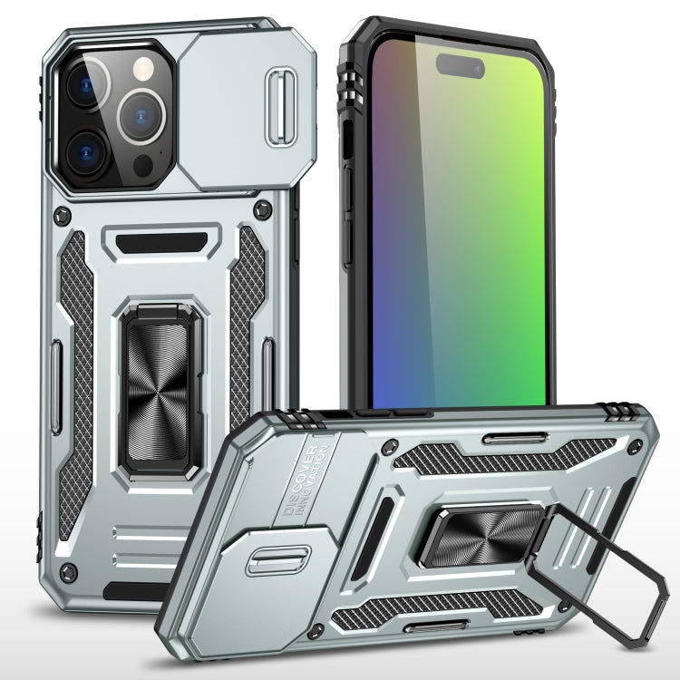 For iPhone 16 Plus Armor PC + TPU Camera Shield Phone Case