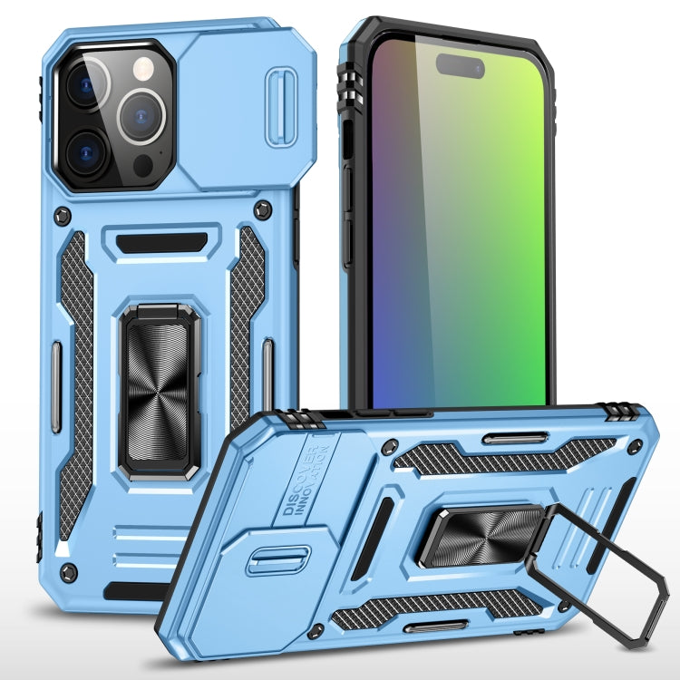 For iPhone 16 Plus Armor PC + TPU Camera Shield Phone Case