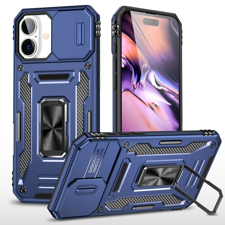 For iPhone 16 Plus Armor PC + TPU Camera Shield Phone Case